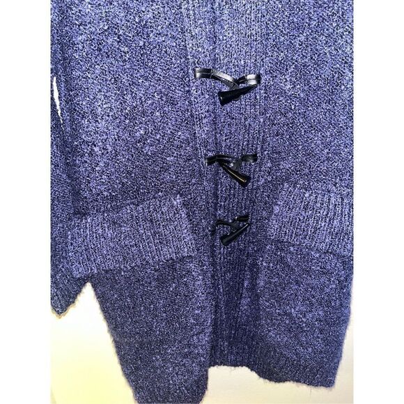 Gretchen Scott Boucle Stadium Coat Navy Open Front Cardigan Small - Picture 3 of 7